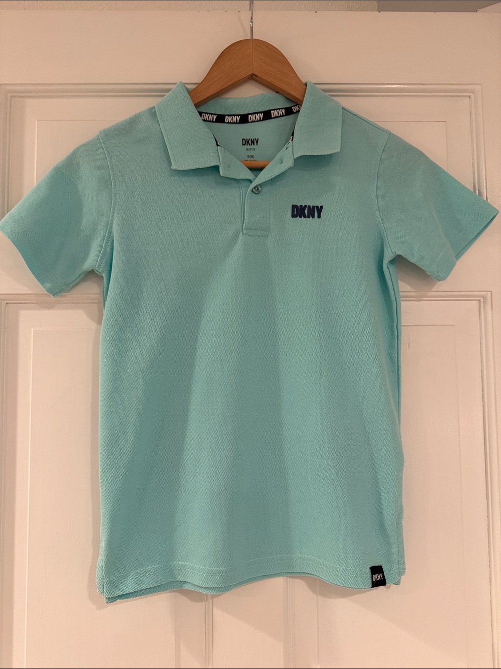 DKNY Kids Aqua Green Polo with Navy Logo